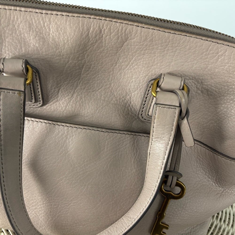 Fossil Beige Leather Satchel/ Crossbody Bag - Picture 10 of 12